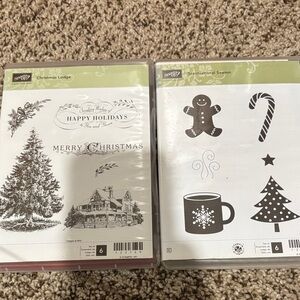 Stampin' Up! Holiday Stamp Set - Black and White Designs Set of 2